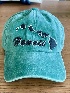 Frankie Jean Hawaii Embroidered Baseball Cap Washed Sage Green Strapback Hat